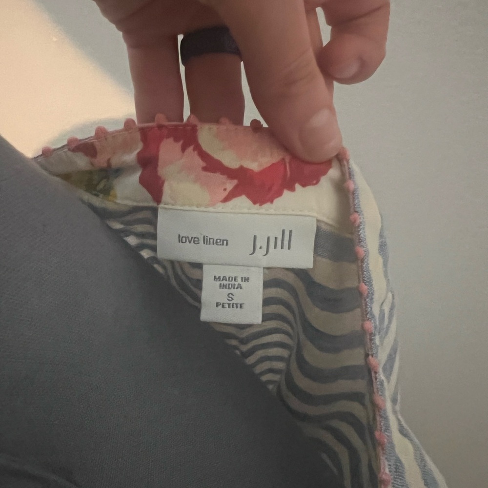 Striped Blue and White Top with Floral Embroidery - Picture 3 of 4